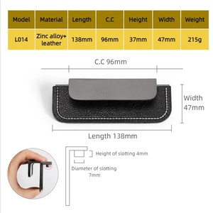 <strong>Light</strong> Luxury High-end Nordic groove Leather Concealed Handle with Hidden Embedded Drawer Leather Orange Black Brown Door <strong>Pull</strong> - Product Image 2