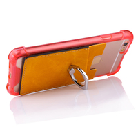 Poche portefeuille en cuir Pu approvisionnement d'usine personnaliser le logo pochette d'identification de crédit pochette porte-carte de téléphone manches avec anneau