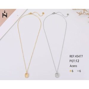 Collana con Ciondolo a Forma di Lettera U con Diamante Angelina, in Acciaio Inossidabile, Tono Oro e Argento, Gioiello Unisex alla Moda, Regalo Trendy - Product Image 3