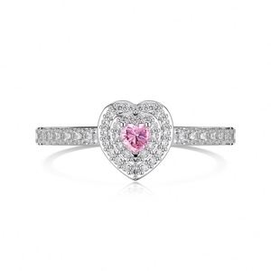 Dylam Classic Fine Fashion Women Jewelry S925 <b>Silver</b> Rhodium Plated <b>Eternity</b> Band Heart Shape Main Stone 5A Zircon Women <b>Rings</b> - Product Image 1