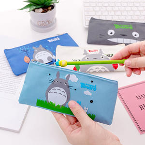 Cartoon Pattern Custom Printing Zipper <b>Canvas</b> Pencil case Portable Student Stationery Storage Bag - Product Image 5