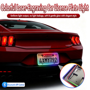 Support de <span class=keywords><strong>plaque</strong></span> d'<span class=keywords><strong>immatriculation</strong></span> universel pour <span class=keywords><strong>voiture</strong></span> avec LED RGB, contrôle Bluetooth, éclairage dynamique respirant et sonore - Product Image 2