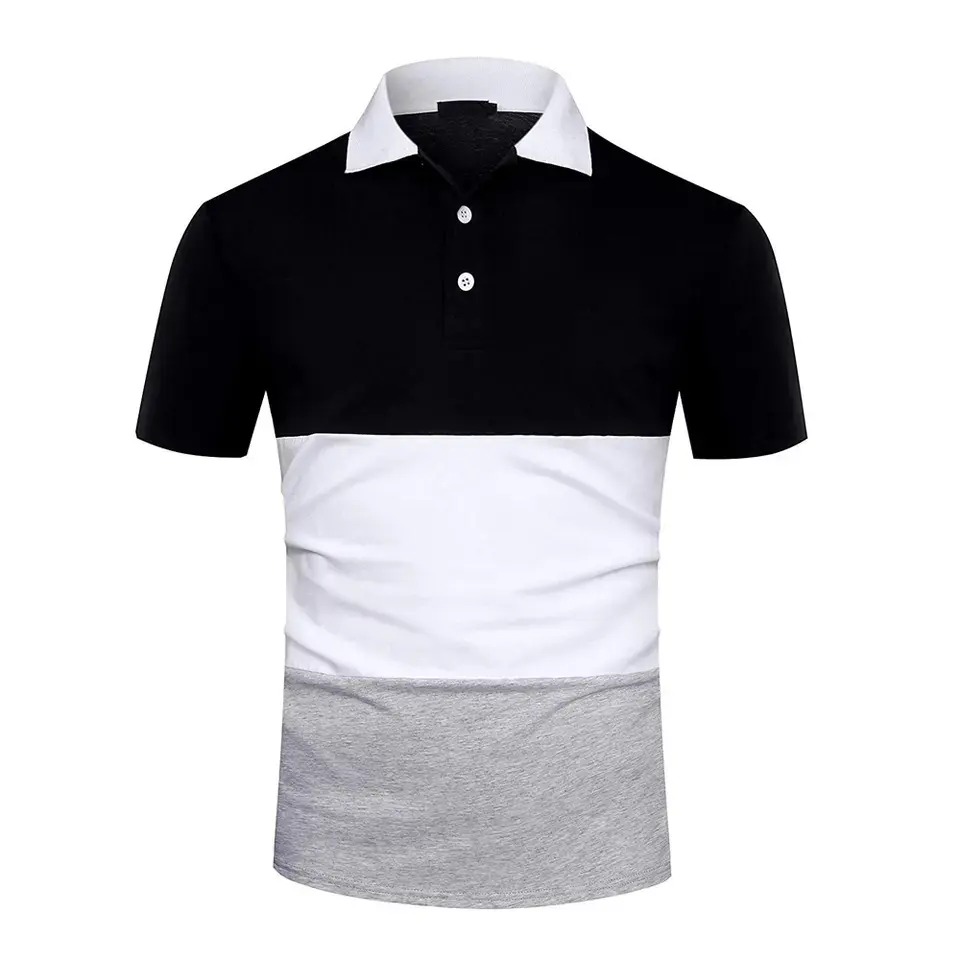 Großhandel Mode Golf Kleidung Custom Logo Kontrast Weiß und Schwarz gestreift Golf Polo Shirt Männer Polo T-Shirt