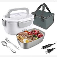 Boîte à lunch chauffante électrique en plastique de 1,5 L, durable, portable, chauffage rapide, chauffe-aliments intelligent, pour la maison et la voiture, vente en gros