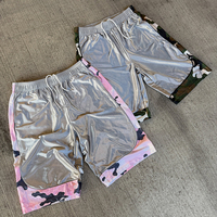 Shorts de basketball streetwear OEM 3/4 pour hommes, en nylon patchwork, avec cordon de serrage, coupe ample, pour la course, style capri, longs, pour homme