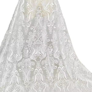 Beige Lace Fabric for Dresses - High Quality Embroidered Mesh Beige Lace Fabric for Dresses - High Quality Embroidered Mesh
