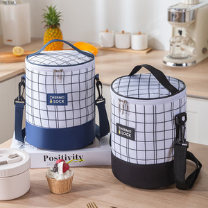 ถุงอาหารกลางวันทรงกระบอกแบบมีฉนวนพร้อมสายสะพายไหล่ความจุขนาดใหญ่สำหรับนักเรียนใช้งานแบบลำลอง - Product Image 1