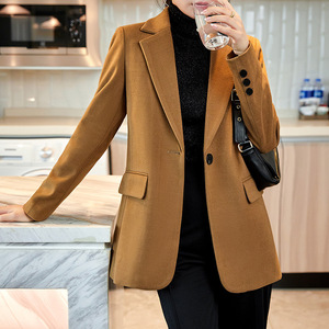 Women's Navy Blazer Full Sleeve One Button Quilted Detachable Liner Thickened Winter Coat Casual Korean Style - Product Image 4