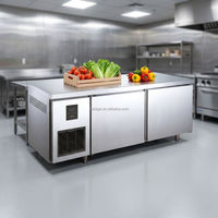 Table de préparation de cuisine commerciale en acier inoxydable de 1,5 mètre avec réfrigérateur - Dispositif automatique et économe en énergie