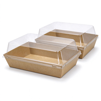 Boîte en carton kraft avec couvercle transparent et fenêtre, emballage alimentaire personnalisé avec logo pour desserts et gâteaux