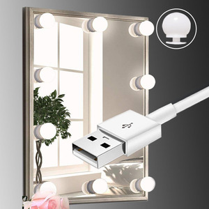 ไฟกระจกโต๊ะเครื่องแป้งสาย USB,กระจกโกนหนวดพร้อมหลอดไฟ Led หรี่แสงได้10ดวง - Product Image 2