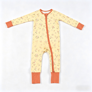 Combinaisons pour bébé en bambou personnalisées, Combinaison à fermeture éclair pour nouveau-né, Vêtements pour bébé unisexe garçon fille en gros - Product Image 4