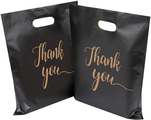 100 Pack Large Plastic Shopping Bags With Thank You Logo Boutique Bags With Handles for Merchandise Gifts Trade Show
