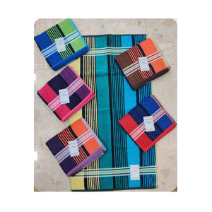 Serviettes en éponge rayées pratiques, fabriquées à partir de coton 100% et de fil recyclé pour une utilisation domestique fiable - Product Image 5