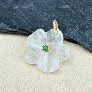 Colgante <span class=keywords><strong>de</strong></span> flor tallada en cuarzo fresa ópalo <span class=keywords><strong>de</strong></span> <span class=keywords><strong>piedra</strong></span> natural, con circonita cúbica (CZ) chapada en oro, para la fabricación <span class=keywords><strong>de</strong></span> collares y joyas DIY - Product Image 6