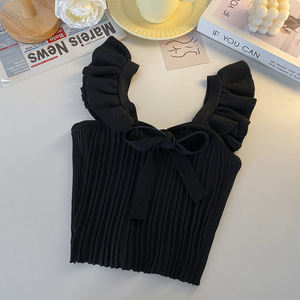 Chaleco de punto con correa pequeña del sudeste asiático, ropa de abrigo interior sin mangas de verano para mujer, Top corto - Product Image 3