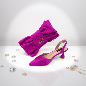 Conjunto de Sandalias y Bolsos de Moda al por Mayor, Última Moda, Sandalias y Bolsos de Lujo Color <span class=keywords><strong>Fucsia</strong></span>, Conjunto de Bolso y Sandalias a Juego - Product Image 1