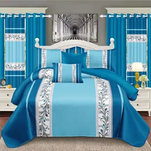 Queen King-Größe Heimtextilien blau Polyester 11-teilig Bequemkeitsdruck Bettdecke-Set