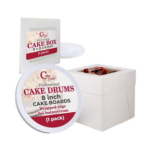 Cakebon Reciclável Food Safe Paperboard Cake Boxes Boards-<span class=keywords><strong>8</strong></span> Inch Branco (1 pacote)-Design de janela para aniversários casamentos festas - Product Image 1