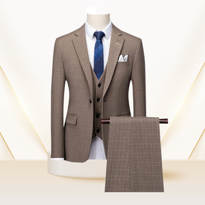 Traje Casual de Negocios para Hombre con Pantalón, Colores Vibrantes, Corte Entallado, Formal, para Trabajo, Boda, Vestido, Trajes de 3 Piezas en Caqui, Negro y Azul - Product Image 3