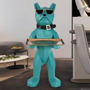 Große Geometrische Kampfhund-Statue aus Kunstharz, Kunsthandwerk und Dekoration mit Bodenaufbewahrung für Wohnzimmer, Möbel, Hotel, Einweihungsgeschenk - Product Image 4