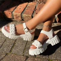 Nedeins — chaussures pour femmes, sandales à plateforme tissée, antidérapantes, à bout ouvert, pantoufles d'été, de plage épaisses, meilleures ventes, 2022