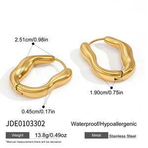 Pendientes de Aro Irregulares Ondulados <span class=keywords><strong>en</strong></span> Oro para Mujer, Impermeables, Chapados <span class=keywords><strong>en</strong></span> Oro de 18K, Acero Inoxidable, Textura Orgánica, Aros Gruesos, Joyería - Product Image 6