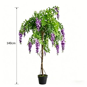 เถาวัลย์ดอกผีเสื้อประดิษฐ์สีสันสดใสพร้อมดอกสีน้ำเงินเรียงเป็นระดับ สำหรับตกแต่งโครงไม้เลื้อย ซุ้มไม้ และกระเช้าแขวน - Product Image 2