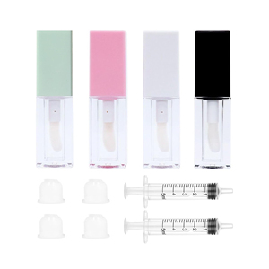 Private Label Custom Square Luxury Lip Gloss <b>Tube</b> <b>Plastic</b> Cosmetic Packaging 5ml Capacity Screw Cap Lip Oil <b>Tubes</b> - Product Image 2