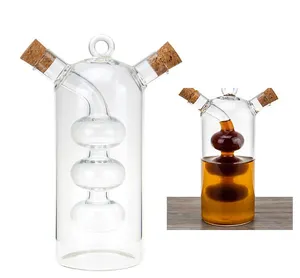 56H Großhandel Öl- und Essig-Dispenser 2-in-1 Glas Rüben mit Korkenverschluss für Küche Soja-Soßen-Essigflasche