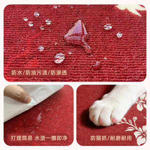 Alfombra de Entrada Rectangular Roja con Diseño Floral, Resistente a las Manchas, Antideslizante, Estilo Chino 2025 - Product Image 3