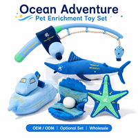 Pack de jouets pour chiot en peluche douce avec corde et effets sonores (bruit froissé et couineur) |   Jouets interactifs pour animaux de compagnie à thème océanique, 5 pièces, avec fonction de reniflement, de dissimulation de friandises et de couinement