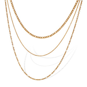 Collar de Varias Capas Chapado en Oro de 18k, Cadena de Acero de Titanio, Joyería de Moda para Mujer - Product Image 4