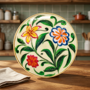 Bouton de meuble en laiton floral peint à la main, style poterie de Jaipur multicolore de qualité supérieure, poignée de tiroir vintage pour armoire, idéal pour anniversaire et mariage - Product Image 1