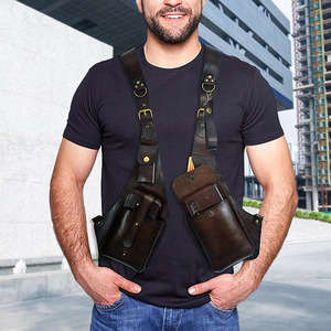 Adam Vintage deri anti-hırsızlık güvenlik cüzdan çanta seyahat açık gizli koltukaltı kılıf korsan omuz telefon kılıfı cüzdan çanta - Product Image 2