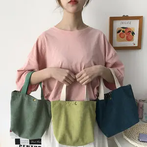 Bolso de mano de pana de estilo coreano a la moda, bolsos de pana ecológicos de Color sólido para mujer, bolso de mano pequeño bonito de alta calidad