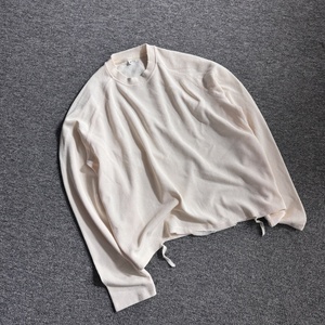 Logotipo personalizado 100% Algodão Angustiado Pullover Streetwear Waffle Knit Impressão Térmica Camisola de Manga Longa para Homens Atacado - Product Image 4