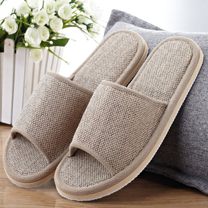Chaussons d'hôtel légers et respirants, antidérapants, design pour sols en bois, doux, en coton et lin, pour intérieur et extérieur, semelle en EVA bon marché - Product Image 1
