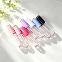 Expédition rapide, tube à gloss à lèvres rond de 8 ml, applicateur en silicone, multicolores, emballage cosmétique rechargeable, tube à huile pour les lèvres