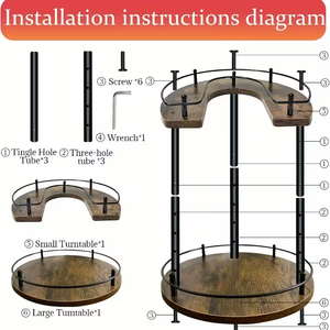2-Tier Wooden Spice Rack 360-degree Wooden Rotating Spice Rack Rotating Round or square Bamboo Wood Countertop Spice Rack - Product Image 5