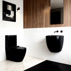 Ensemble <span class=keywords><strong>WC</strong></span> monobloc noir et lavabo mural en céramique de luxe pour salle de bain - Product Image 1