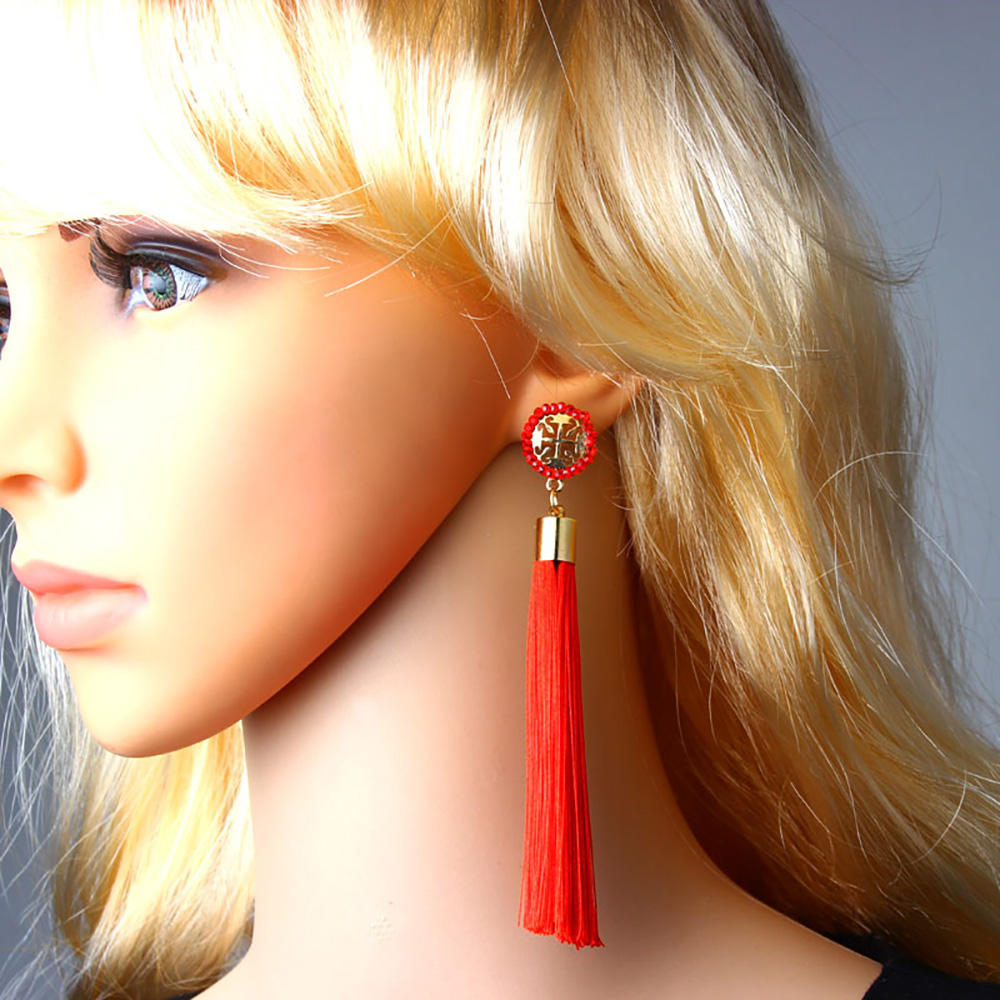 Orecchini A Goccia Moda Donna Orecchini Pendenti Lunghi In Nappa E Frange - Stile Boho Chic, Donna, Senza Marca Orecchini Moda Donna Etnico - Foto 2