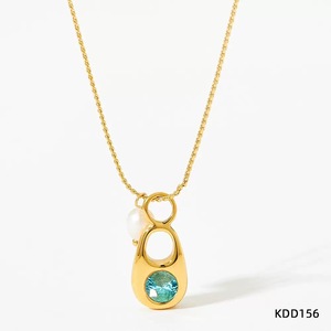 Collier pendentif en zircon plaqué or avec perle et breloque en pierre CZ, idéal pour mariage ou cadeau - Product Image 3