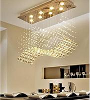 TSINYE Éclairage de luxe de haute qualité Table à manger rectangulaire Cristal Raindrop luminairesuspen moderne maison Lustre Pendentif