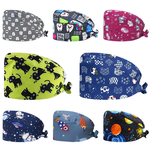 Bonnet chirurgical en coton avec motifs amusants, unisexe, respirant, réutilisable pour les professionnels de la santé, taille adulte, uniforme imprimé numériquement - Product Image 1