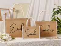 Sacs de faveur de mariage personnalisés réutilisables-Pochette cadeau de mariée en jute biodégradable