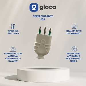 Gloca 5x Prise volante professionnelle 16A 2P+T blanche mâle norme italienne 250V - Product Image 2