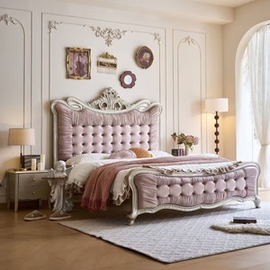 Modern Home Furniture Bedroom Set <b>Storage</b> Multi Functional <b>Double</b> King Size Wooden Pink Cute Canopy <b>Beds</b> - Product Image 2
