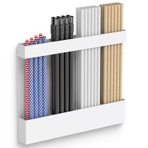 Magnetic Metal Straw Holder for Cabinet Door with Double Sided Adhesive Tape Reusable Tumbler Straw Organizer Storage - Product Image 1