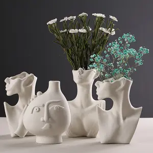 Vaso cerâmico nórdico para Home Decor Dried Flower Arrangemet Acessórios de decoração Office Desktop Living Room Flower Vase